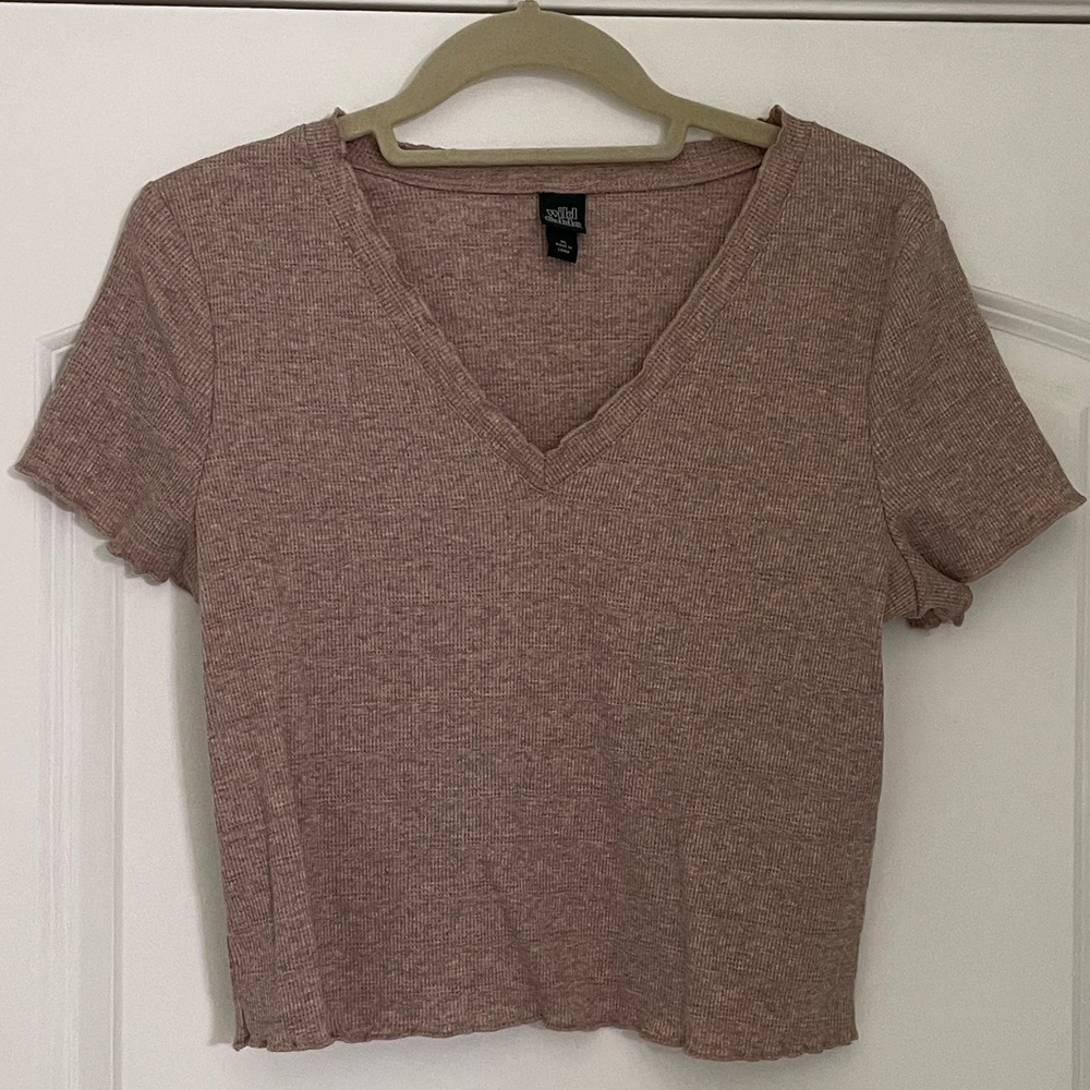 Wild Fable Scalloped Edge Heather Crop Top